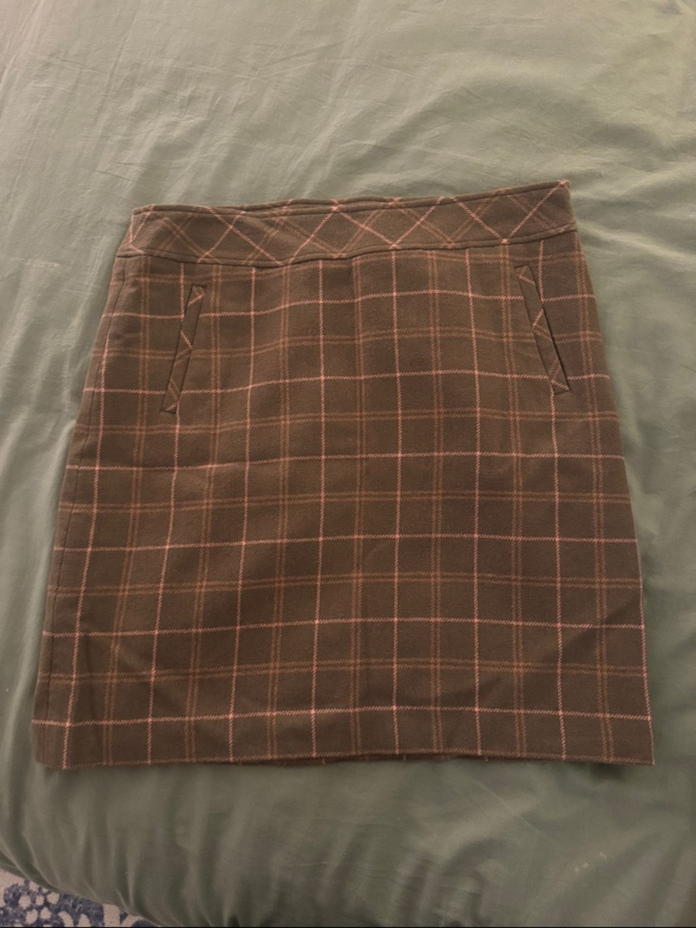 Talbots Brown Plaid Mini Skirt with Pink Windowpane
